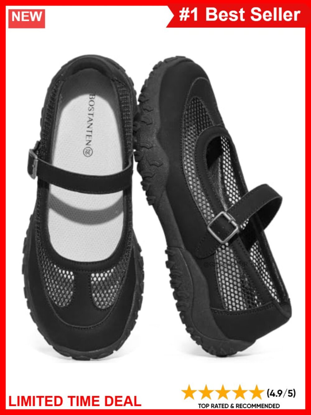 Mary Jane Ballet Sneakers Breathable Mesh Cushioned Slip-Resistant Buckle